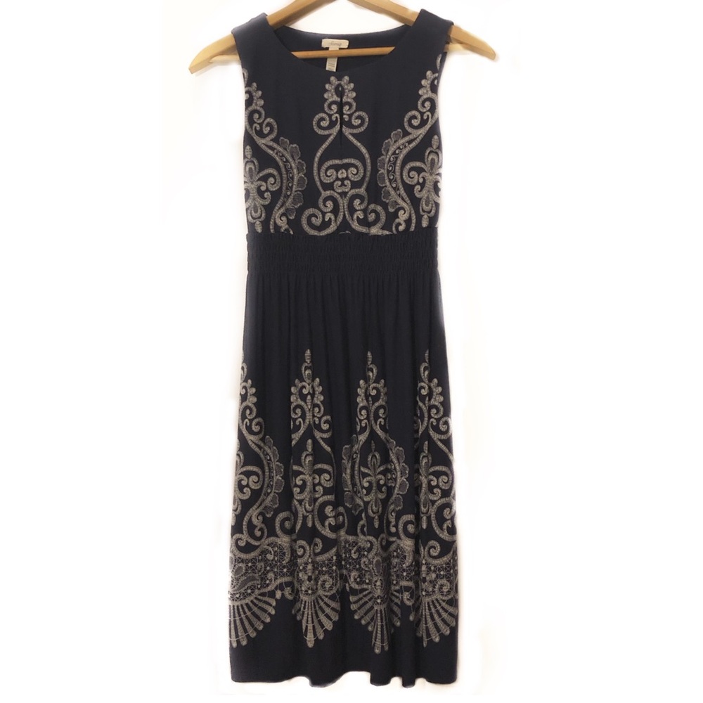 Soma Tile Print Cinched Waist Soft Dress Modest